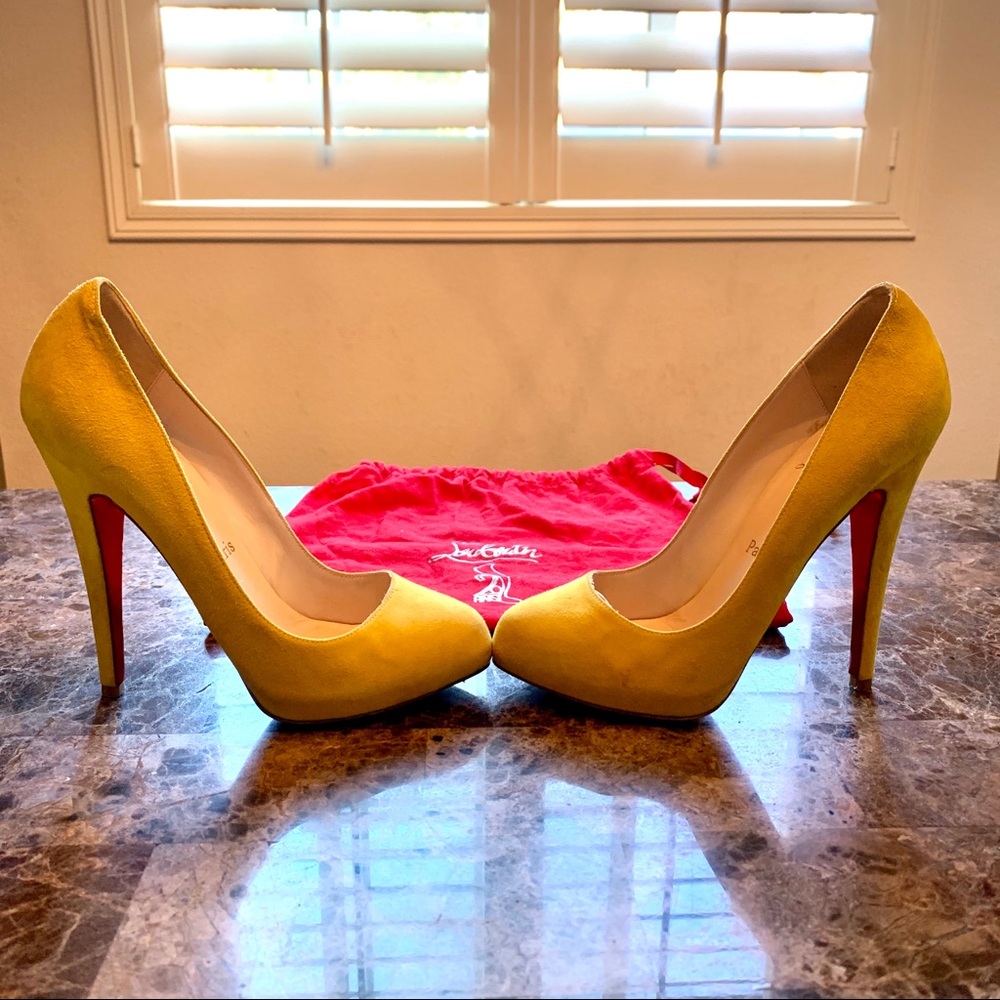 Christian Louboutin Yellow/Red Suede Pump Stiletto